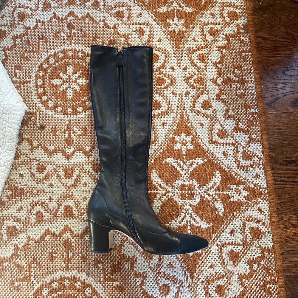 CHANEL Black Soft Lambskin Knee Heeled Boots - Picture 6 of 15